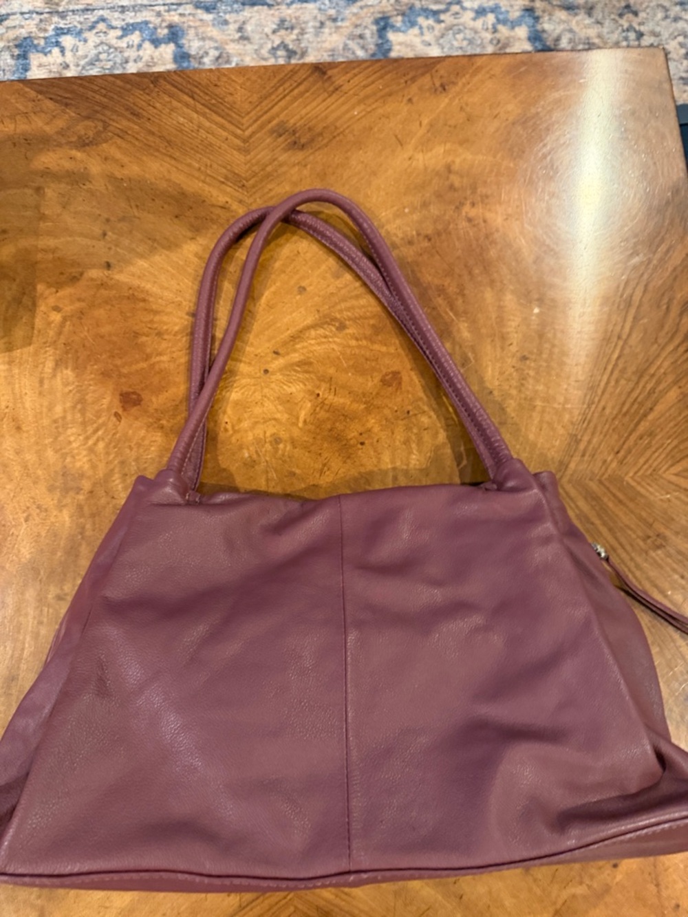 HOBO Burgundy Leather Double-Handle Shoulder Bag
